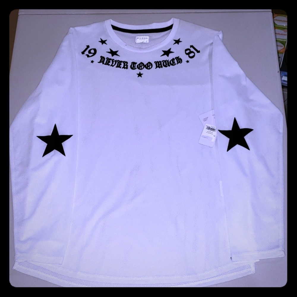 Guess Jordan Bball White Mesh Long Sleeve Shirt L